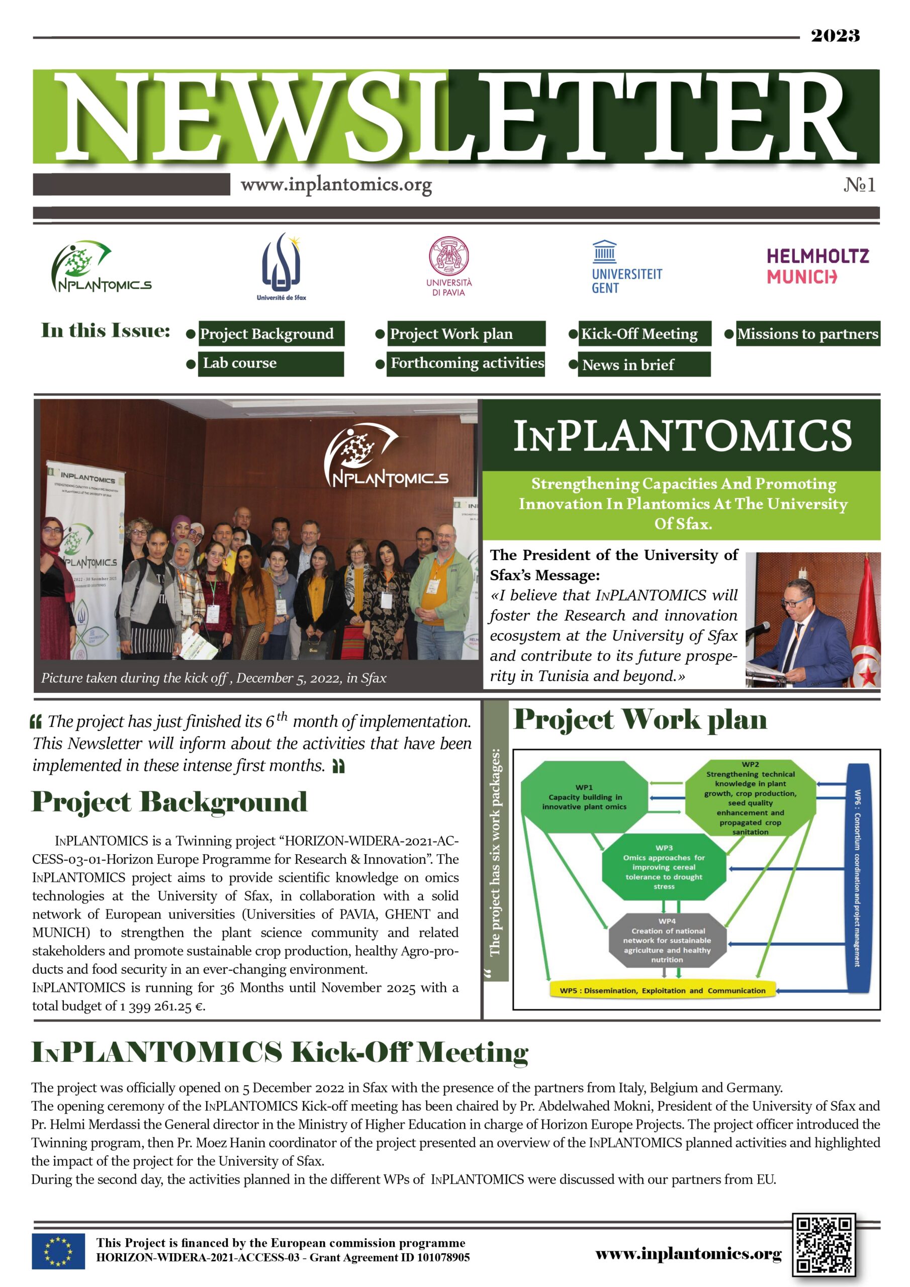 The First Edition of the InPLANTOMICS Newsletter