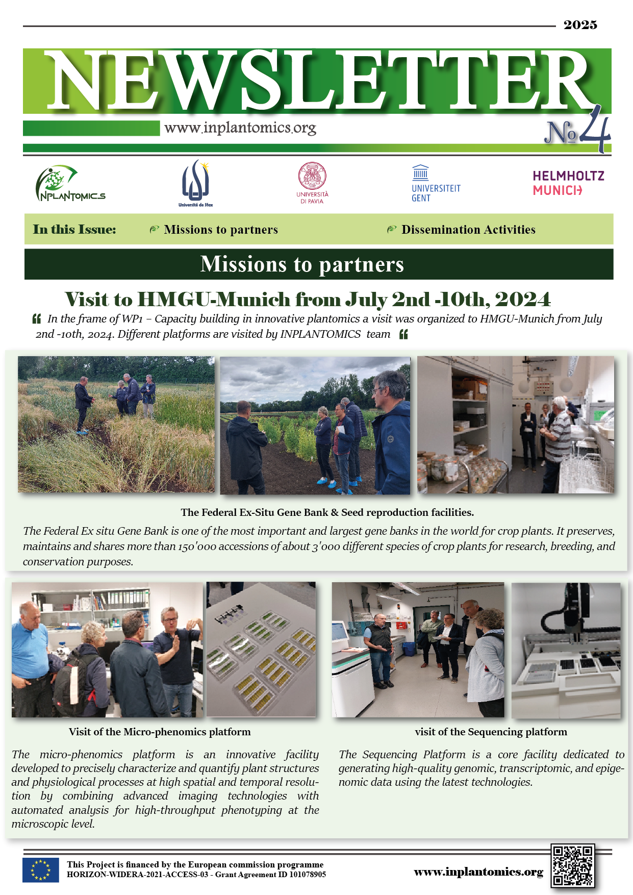the 4th edition of the INPLANTOMICS Newsletter